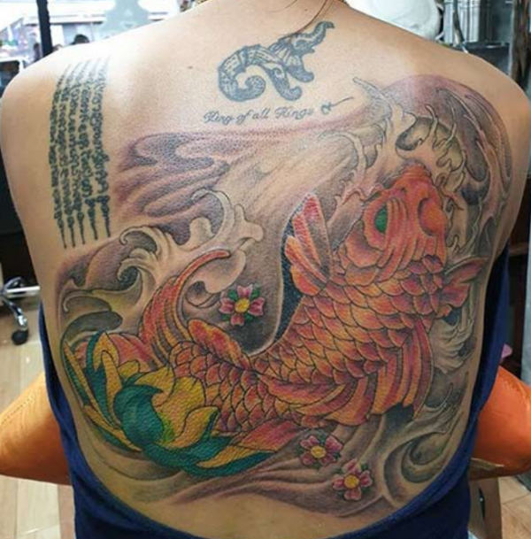 Ikan koi dengan warna yang mencolok